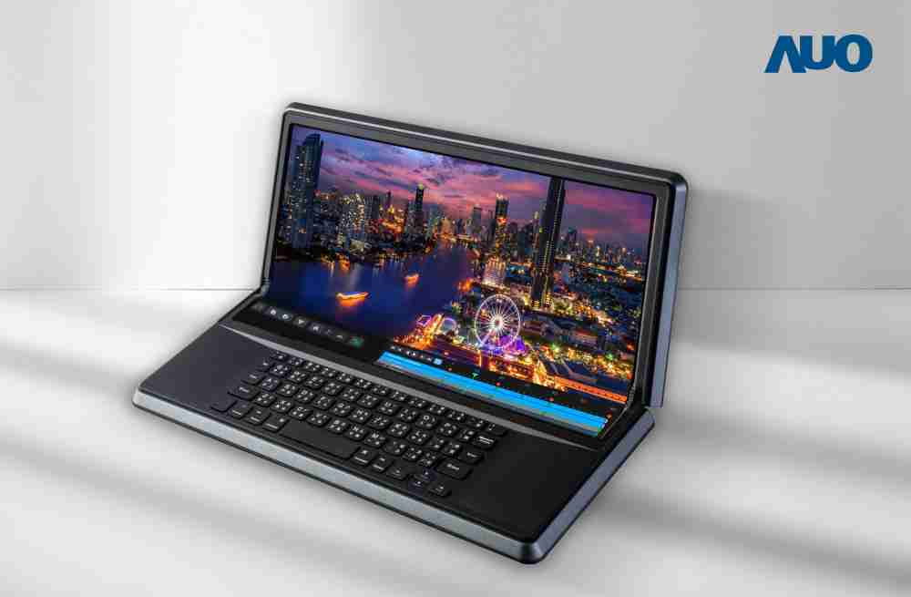 2121非凡14.6吋Micro LED折迭显示屏幕，，，，搭配半径4mm的弯折绞炼，，，，以及高画素、、高亮度、、、、高对比度的显示技术特点，，，即便在大视角下仍保有绝佳色相与亮度